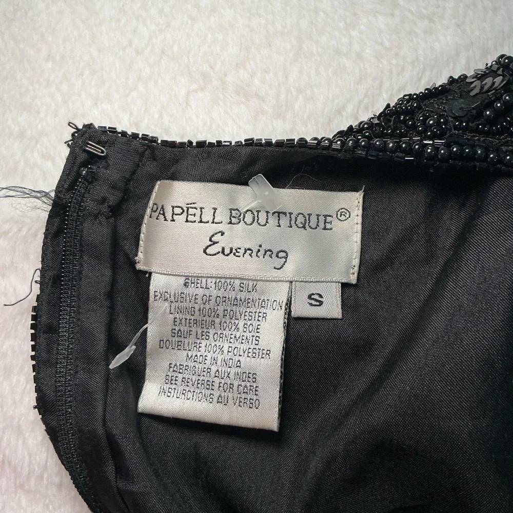 Vintage Black Beaded Short Sleeve Women's Top - Picture 5 of 12